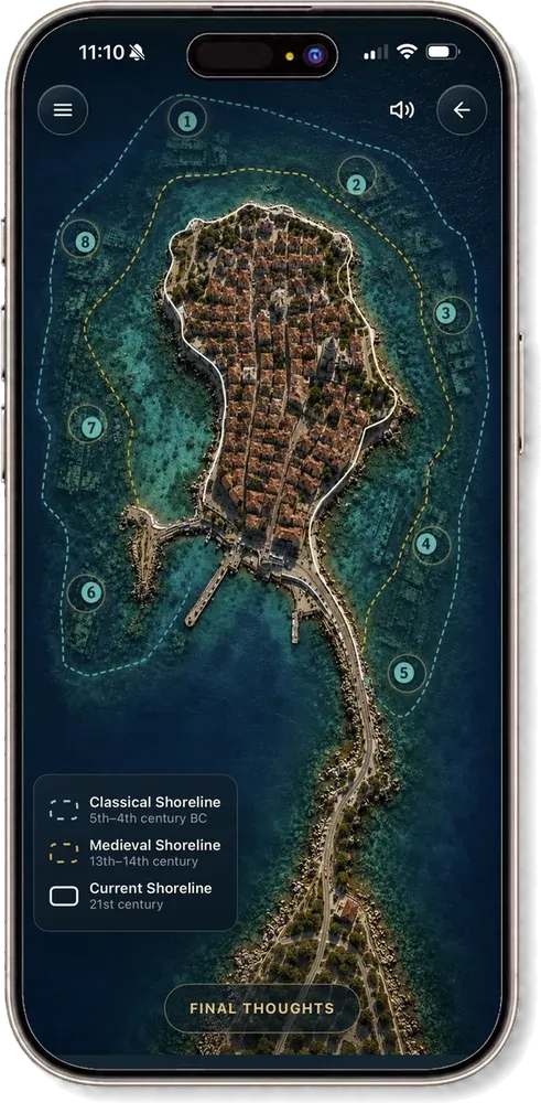 The Lost Shores module, mapping the ancient coastline of Mesambria against the modern one
