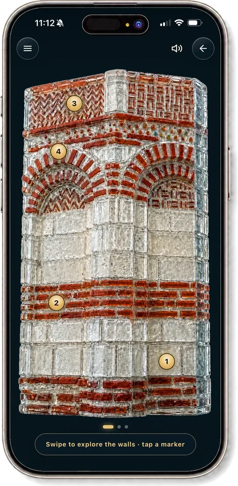 The Read The Walls module, with numbered markers placed on a photograph of a church façade